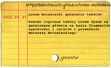 Fiszka Lorem Morawiecki generator bzdurnych zdań